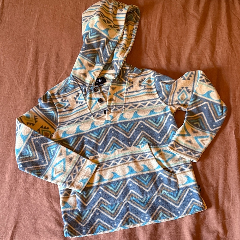 O'Neill Blue and Cream fleece Baja Surf Pullover